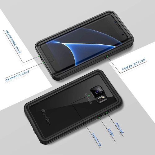 Galaxy S7 Edge Case, IP68 Waterproof Dustproof Shockproof Full Body Sealed Underwater Protective Cover