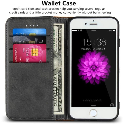 for iPhone 7 Case/iPhone 8 Case, Genuine Leather Premium Case,Calf Pattern [Strong Magnetic Holster]