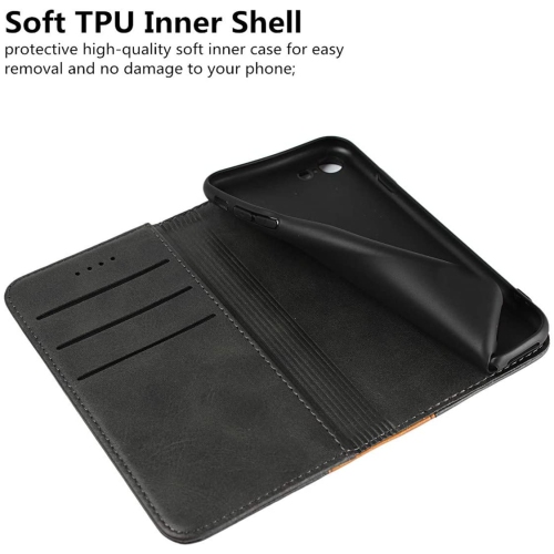 for iPhone 7 Case/iPhone 8 Case, Genuine Leather Premium Case,Calf Pattern [Strong Magnetic Holster]