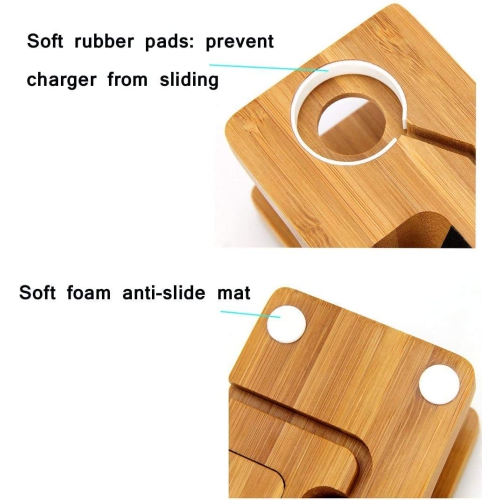 Station de recharge USB en bois de bambou, chargeur de bureau, concentrateur à 3 ports USB 3.0, pour iPhone 7/7Plus/6s/6/plus/5s et