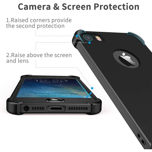 Compatible with iPhone 5/ 5S/ SE Case for 2016 iPhone SE 1st Gen,with[2xTempered Glass Screen Protector] Ultra