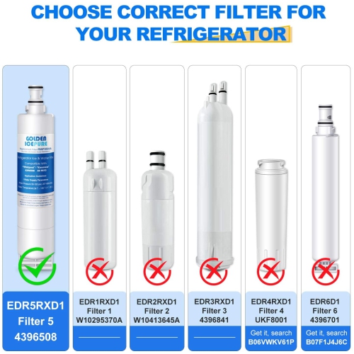 Remplacement pour les modèles Whirlpool 4396508, EDR5RXD1, Filter 5, KitchenAid 4392857, 4396510, Clch100,
