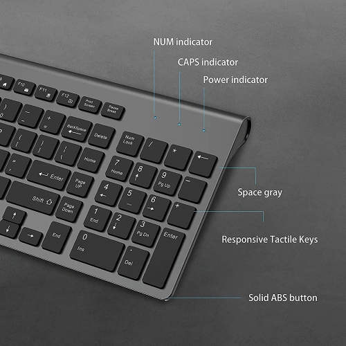Wireless Keyboard and Mouse Combo, Compact Wireless Keyboard with Numeric Keypad and Ergonomic Full-size 2400 DPI Mouse