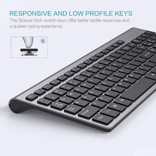 Wireless Keyboard and Mouse Combo, Compact Wireless Keyboard with Numeric Keypad and Ergonomic Full-size 2400 DPI Mouse