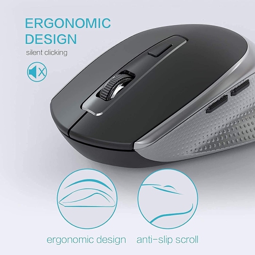 Wireless Keyboard and Mouse Combo, Compact Wireless Keyboard with Numeric Keypad and Ergonomic Full-size 2400 DPI Mouse