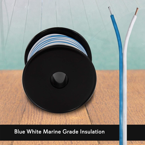 50ft 18 Gauge Speaker Wire - Waterproof Marine Grade Cable in Spool for Connecting Audio Stereo to Amplifier, Surround
