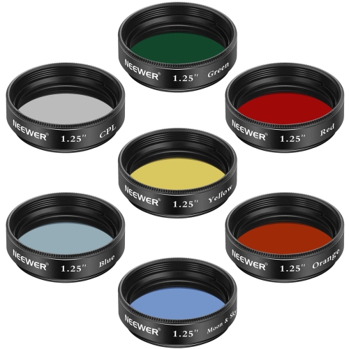 ALBERTATECH  1.25 Inches Telescope Moon Filter, Cpl Filter, 5 Color Filters Set(Red, Orange, Yellow, Green, Blue), Eyepieces