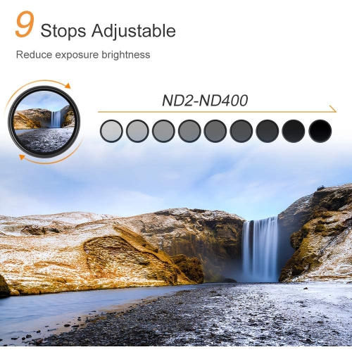 77mm ND Filter Slim Variable ND2-ND400 Filter Adjustable Fader Density Slim Waterproof