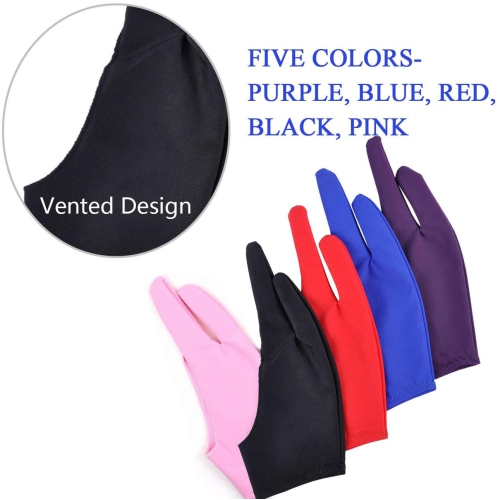 5 Pieces Artist Glove for Drawing Tablet, Two-Finger Anti-fouling Glove, Tablet Drawing Gloves, Digital Artist