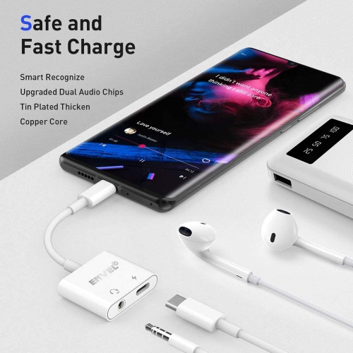 Headphone Adapter USB C and 3.5mm Plug to USB C Headset Splitter,Headphone Audio & Charger Compatible with Google Pixel