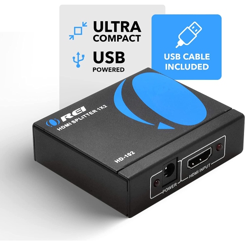 4K 1x2 HDMI Splitter - 1 Port to 2 HDMI Display Duplicate/Mirror - Powered Splitter Ver 1.4 Certified for Full HD