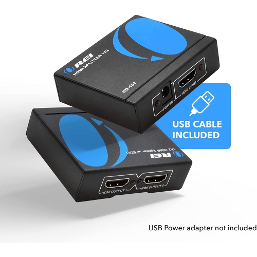 4K 1x2 HDMI Splitter - 1 Port to 2 HDMI Display Duplicate/Mirror - Powered Splitter Ver 1.4 Certified for Full HD