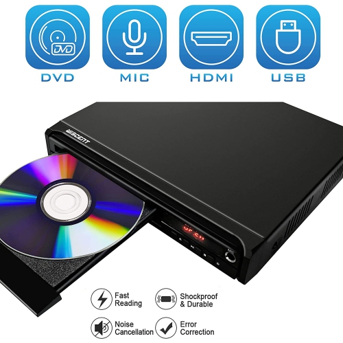 Lecteur DVD pour téléviseur, avec sortie HDMI AV, microphone de karaoké, entrée USB, système NTSC PAL intégré, sans région, DVD HD1080P
