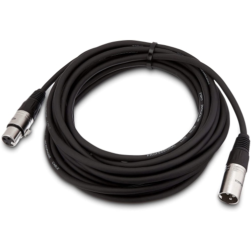XLR Male to Female Microphone Cable - 25 Feet, Black