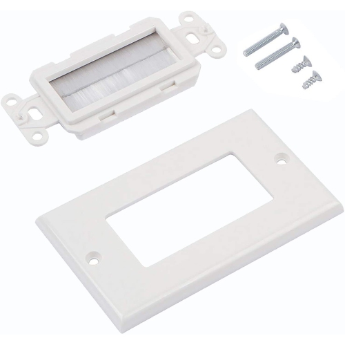1-Gang Wall Plate, Brush Style Opening Passthrough Low Voltage Cable Plate in-Wall Installation