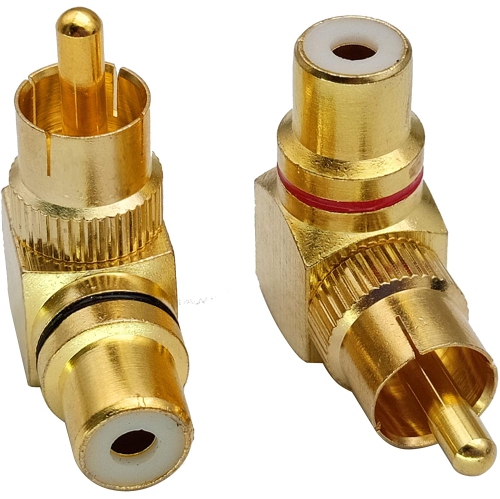 ALBERTATECH  90 Degree Rca Adapter, Gold-Plated Right Angle Rca Male to Rca Female Jack Audio Av Tv Adapters Metal Connector