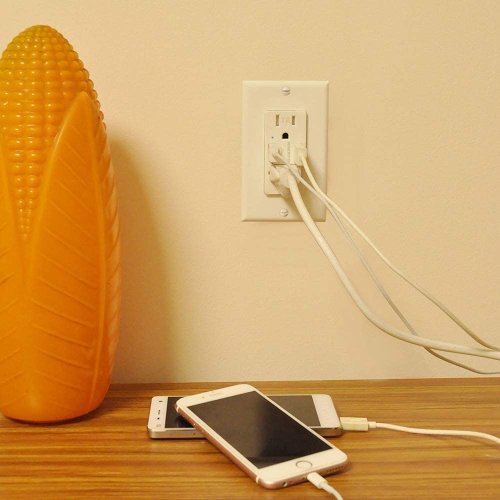 [5 Pack] 4.2A USB Receptacle, Dual USB Charging Ports and 2 Tamper-Resistant AC Outlets, Wallplate Included,