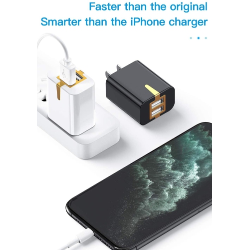 USB Wall Charger Dual Port 4Pack Black Charger Plug 2.1A Travel Quick Phone Charger Home Wall Power Adapter Compatible