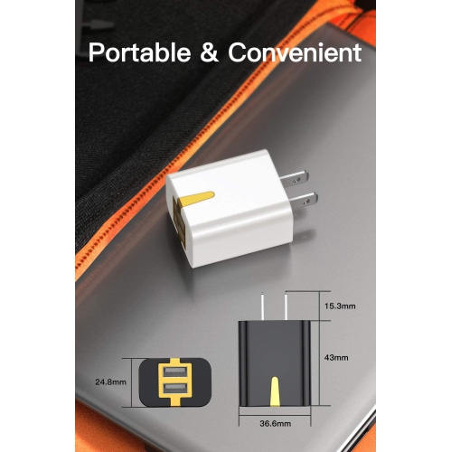 USB Wall Charger Dual Port 4Pack Black Charger Plug 2.1A Travel Quick Phone Charger Home Wall Power Adapter Compatible