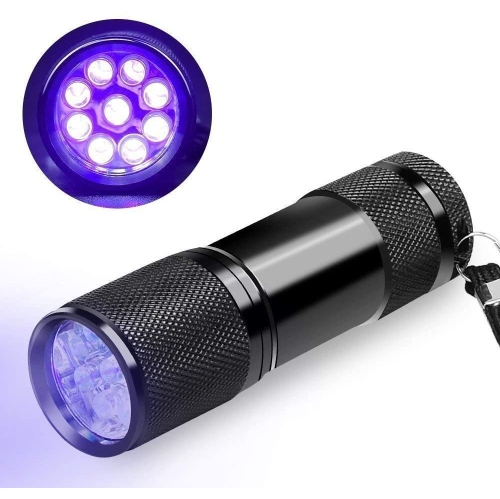 UV LED Flashlight Black Light UV Lights 9 LED Ultraviolet Blacklight Flashlights Pets Urine and Stains Detector