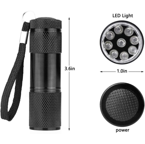 UV LED Flashlight Black Light UV Lights 9 LED Ultraviolet Blacklight Flashlights Pets Urine and Stains Detector