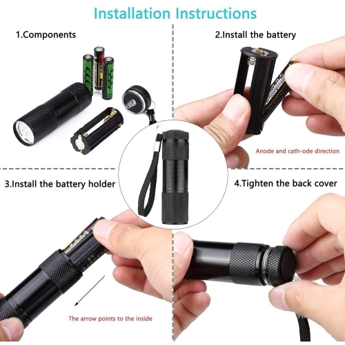 UV LED Flashlight Black Light UV Lights 9 LED Ultraviolet Blacklight Flashlights Pets Urine and Stains Detector