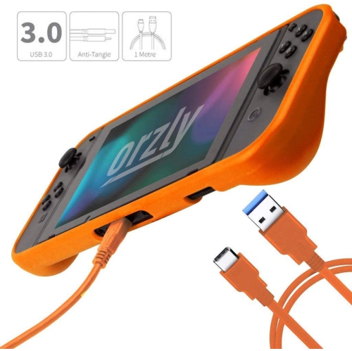 Switch Accessories Bundle, Orange Carry Case for Nintendo Switch Console, Tempered Glass Screen Protectors,