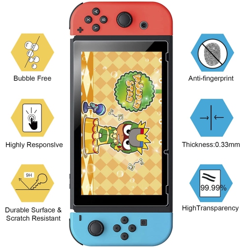 [3 Pack] Screen Protector Tempered Glass for Nintendo Switch, Transparent HD Clear Anti-Scratch Screen Protector