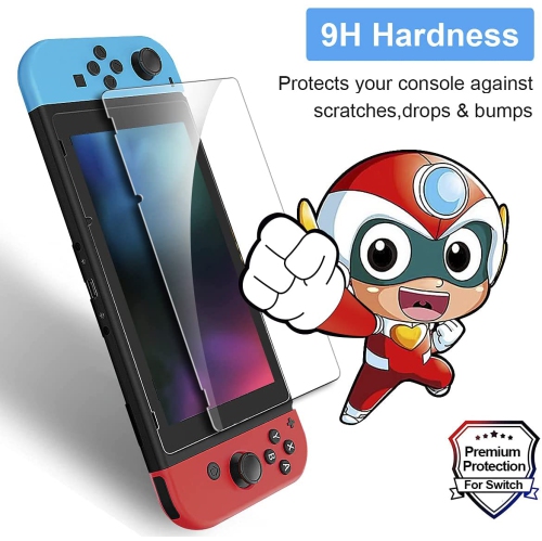 [3 Pack] Screen Protector Tempered Glass for Nintendo Switch, Transparent HD Clear Anti-Scratch Screen Protector
