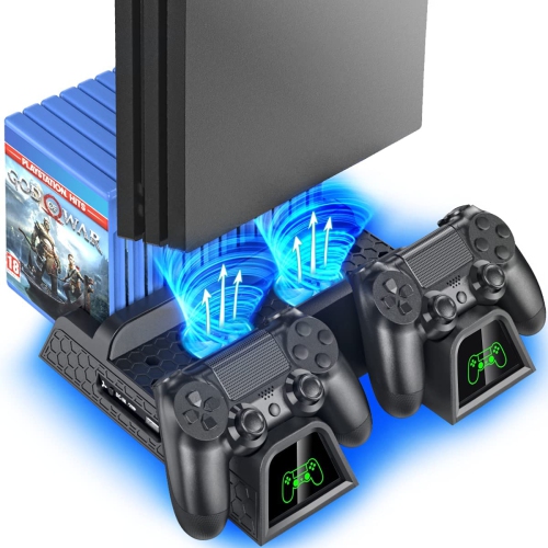 Support vertical pour Playstation 5 avec ventilateur de refroidissement  Station de charge pour PS5 Digital Edition/Console Ultra HD avec chargeur  de contrôleur Game Rack Organisateur de stockage pour PS5 