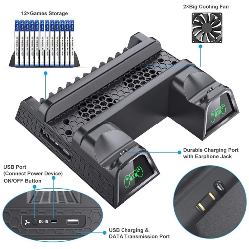 Regular PS4/ PS4 Slim/ PS4 Pro ler, Multifunctional Vertical ling Stand, PS4 Controller Charger with LED