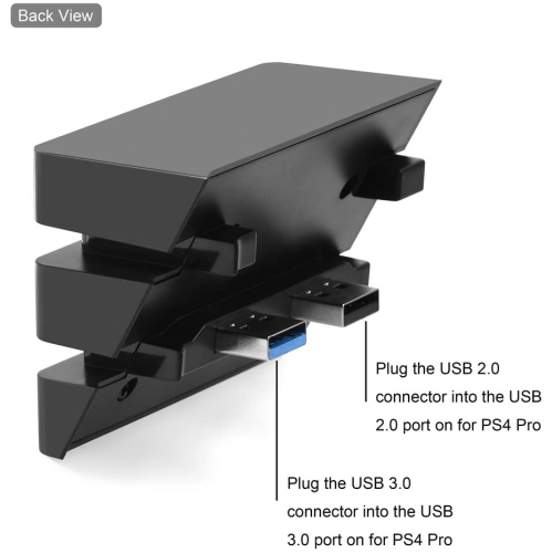 5-Port USB Hub for PS4 Pro, 2.0 & 3.0 Expansion Hub Controller Adapter for PS4 Playstation, Connected with Keyboard,