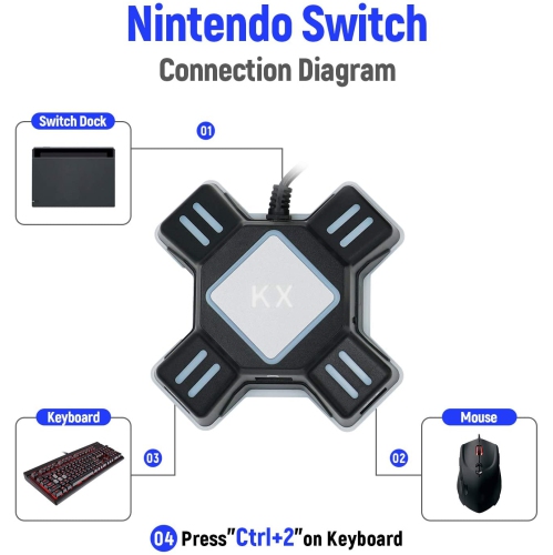 Adaptateur de clavier pour manette de jeu KX pour N-Switch/Xbox One/PS4