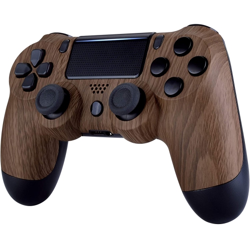 Brown Wood Grain Pattern Soft Touch Faceplate Cover for PS4 Slim Pro Controller, Custom Front Housing Shell