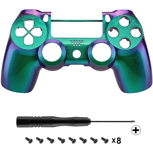 Chameleon Purple Green Glossy Front Housing Shell for PS4 Slim Pro Controller, Custom Accessories Faceplate