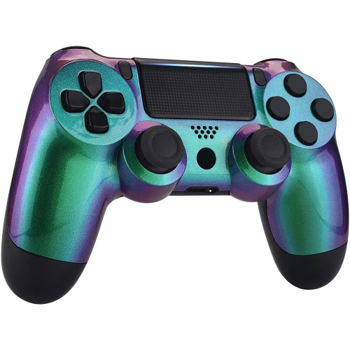 Chameleon Purple Green Glossy Front Housing Shell for PS4 Slim Pro Controller, Custom Accessories Faceplate