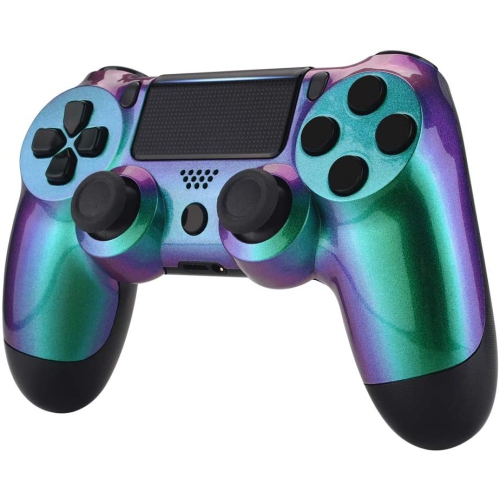Chameleon Purple Green Glossy Front Housing Shell for PS4 Slim Pro Controller, Custom Accessories Faceplate