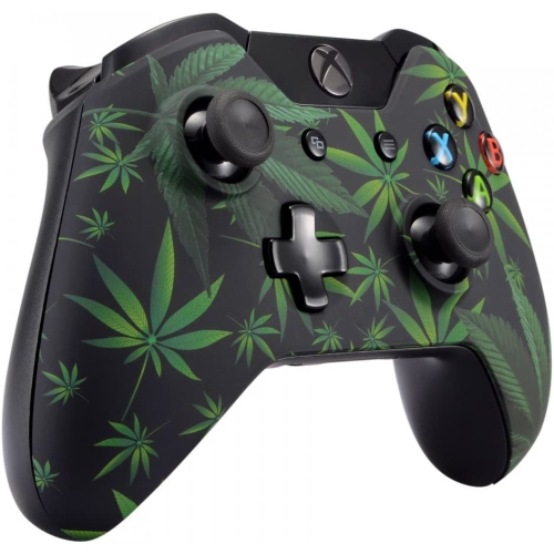 Green Weeds Leaves Soft Touch Grip Front Housing Shell Faceplate for Standard Xbox One Controller (Fits
