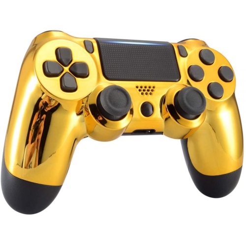 Custom Replacement Faceplate Cover for PS4 Slim Pro Controller, Chrome Gold Front Housing Shell Case