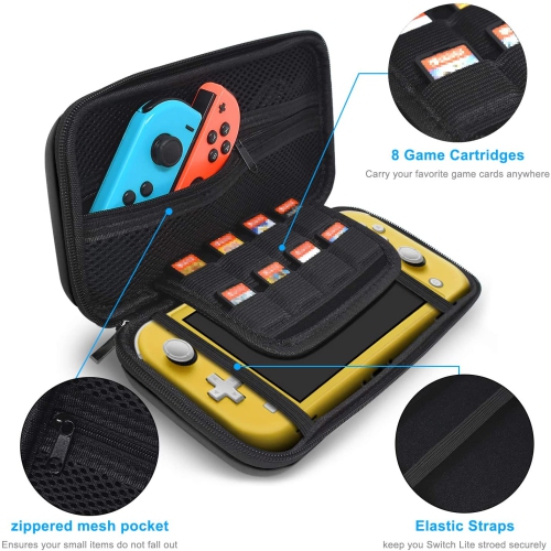 4 in 1 Accessories Kit Compatible with Nintendo Switch Lite, Travel Bag, Carrying Case & Protective Case &