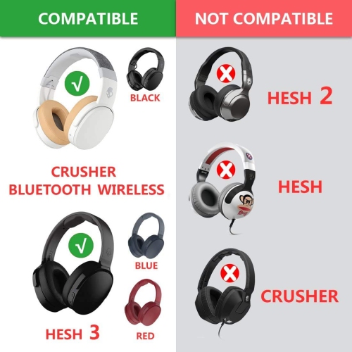 Protein Leather Replacement Ear Pads for Crusher Wireless Crusher Evo Crusher ANC Hesh 3