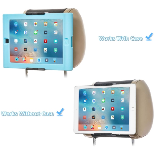 Car Headrest Mount Holder for Tablets and Phones with 5-10.5" Screens -Apple iPhone iPad Air Mini, Samsung