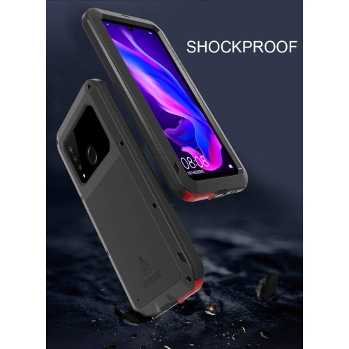Huawei P30 Lite Case, Armor Tank Aluminum Metal Gorilla Glass Shockproof Military Heavy Duty Sturdy Protector