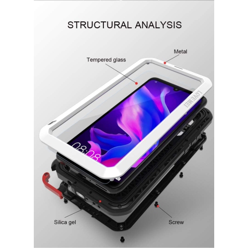 Huawei P30 Lite Case, Armor Tank Aluminum Metal Gorilla Glass Shockproof Military Heavy Duty Sturdy Protector