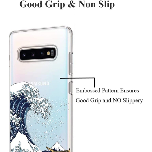 Samsung Galaxy S10 Case, Clear with Design Soft TPU Shock Absorption Slim Embossed Pattern Protective Back Cover