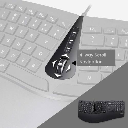 Periduo-505, Wired USB Ergonomic Split Keyboard and Vertical Mouse Combo with Adjustable Palm Rest and Short