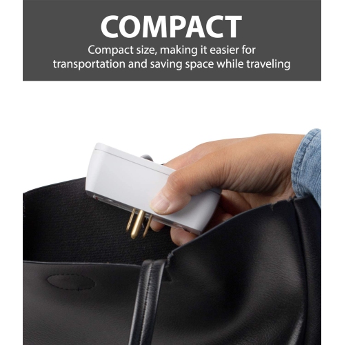 3 Outlet Surge Protector, 1200J Wall Mount Multi Plug Adapter Tap Extender, 1875 Watts Portable Travel