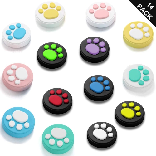 (14Pcs) Cat Claw Design Thumb Grip Caps, Hestia Goods Joystick Cap for Nintendo Switch & Lite, Soft Silicone Cover