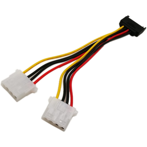 6 Inch Sata 15-Pin Male to Dual 4 Pin Molex Lp4 Female IDE Hard Drive Power Y-Adapter Converter Cable,Male to
