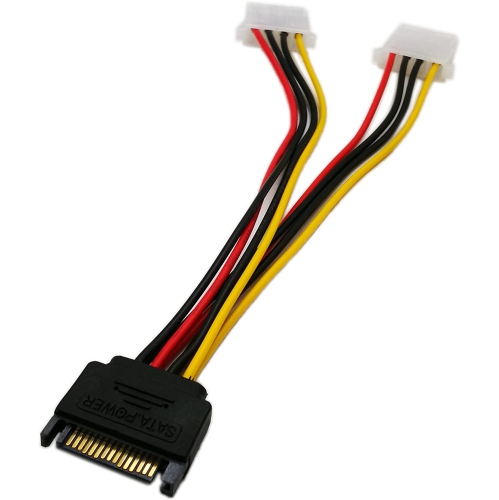6 Inch Sata 15-Pin Male to Dual 4 Pin Molex Lp4 Female IDE Hard Drive Power Y-Adapter Converter Cable,Male to